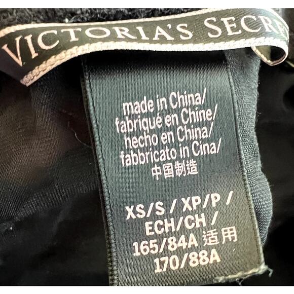 Victoria's Secret Luxury Artisan Robes Women Sz XS / Small Black Velvet Sheer - Picture 4 of 13